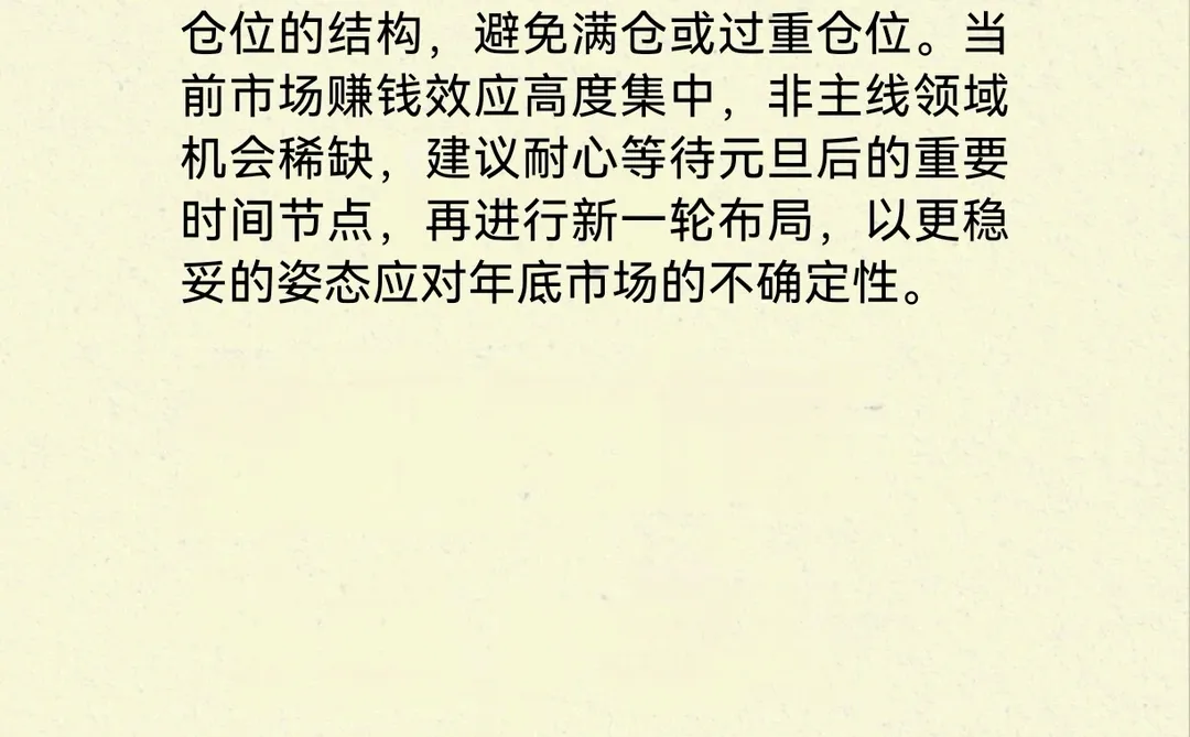 年底行情聚焦抱团轮动，控仓应对波动为上