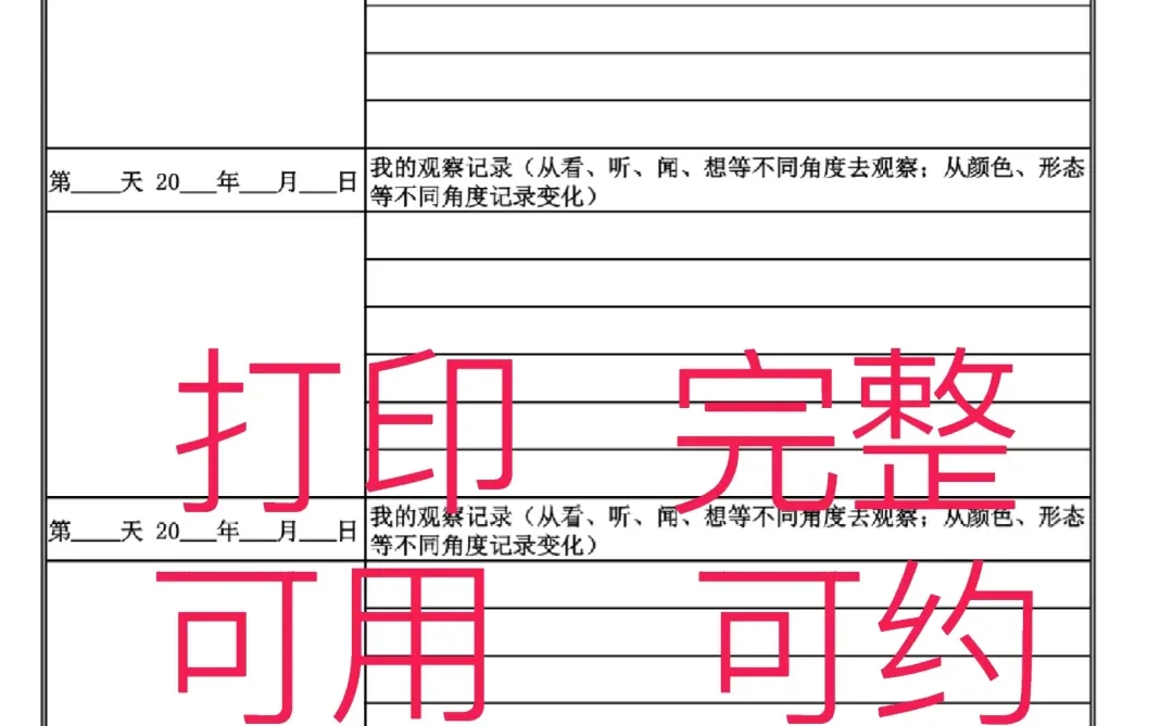 第三单元观察记录表（附空白表格）