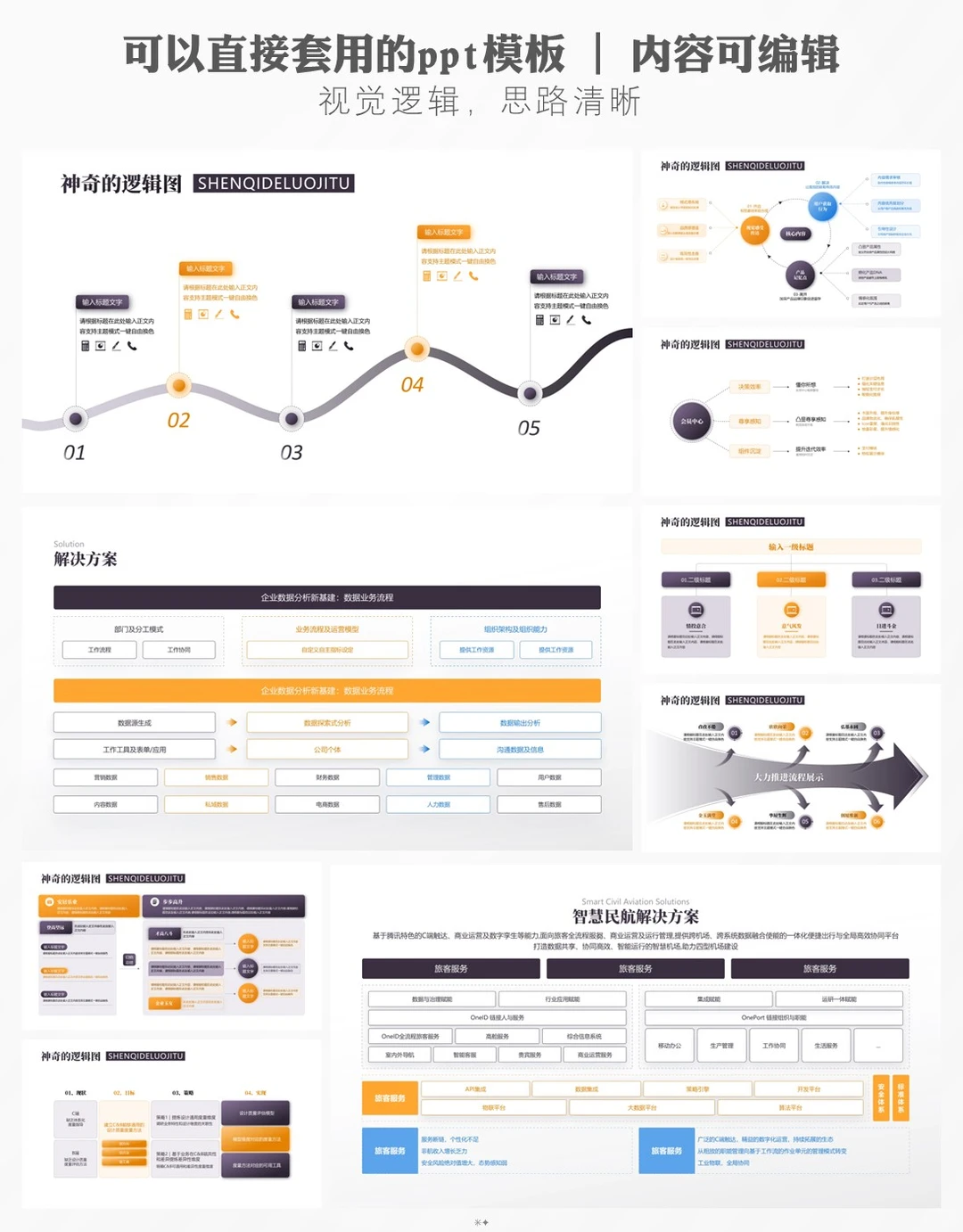 可视化逻辑结构ppt模板：3秒理清复杂工作流