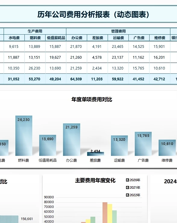 【24019】年度（历年）公司费用分析表