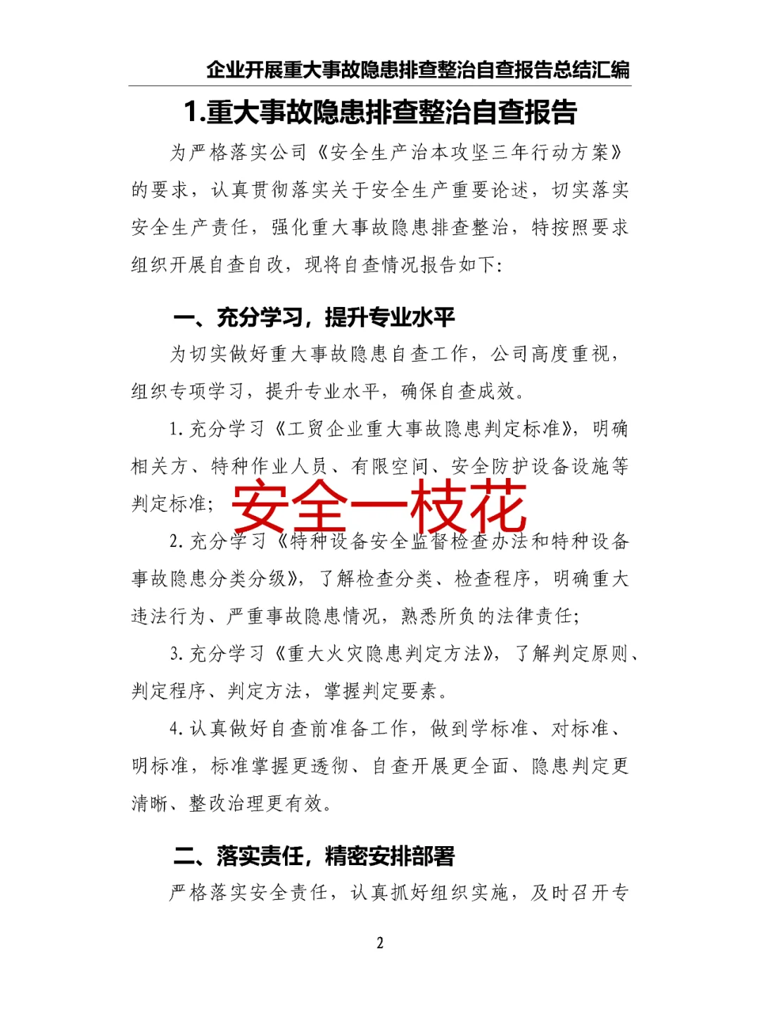 企业开展重大事故隐患排查整治自查报告总结