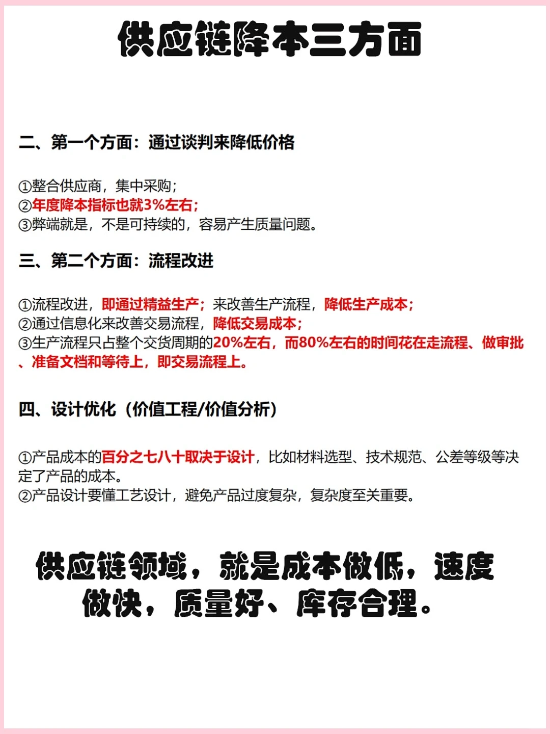 供应链降本3方面