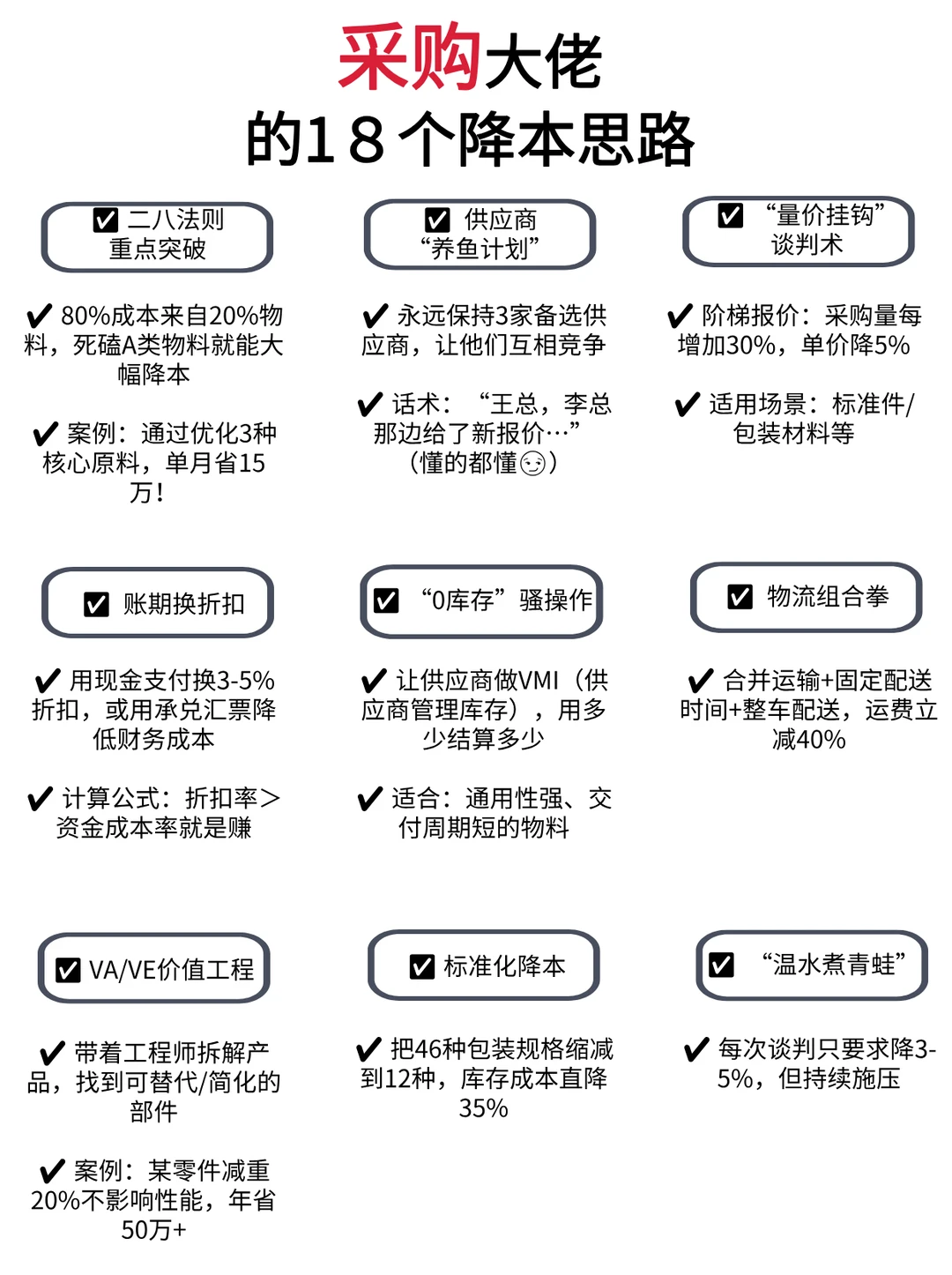 采购大佬私藏的18个降本思路