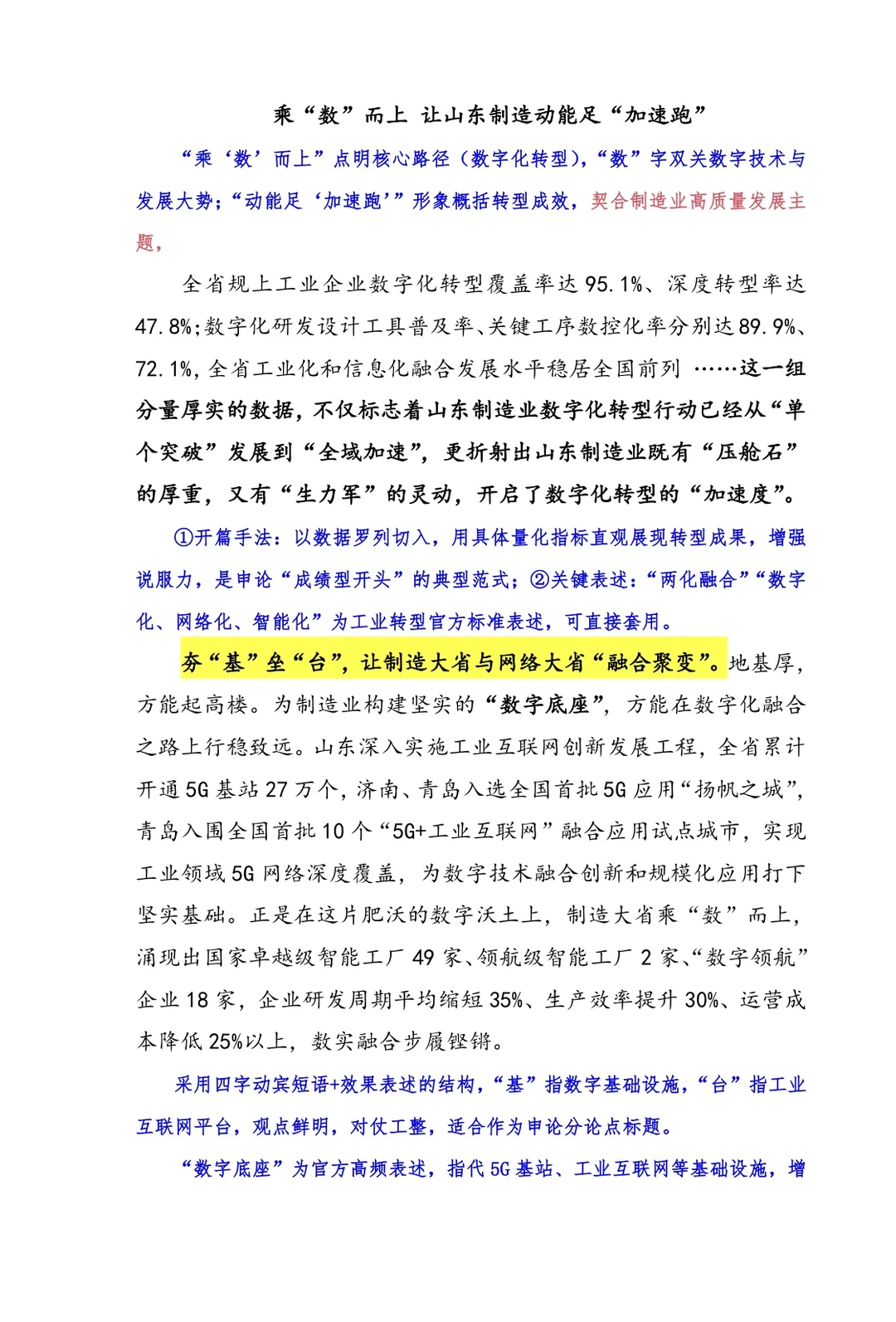 12.7山东申论 数字经济 数字化 数字赋能