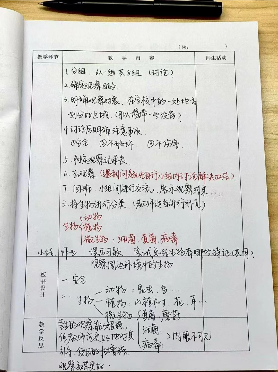 25新七上生物备课笔记｜教案 第二节 观察