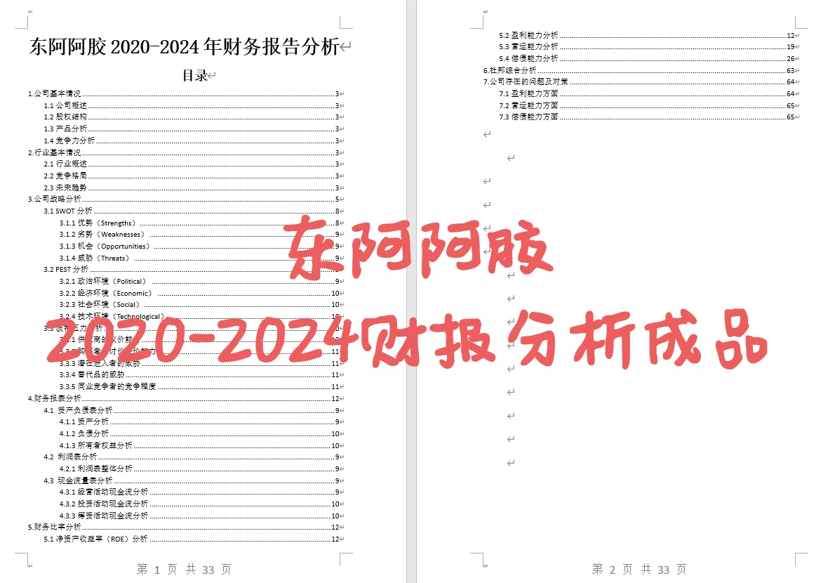 【东阿阿胶2020-2024年财报分析成品】