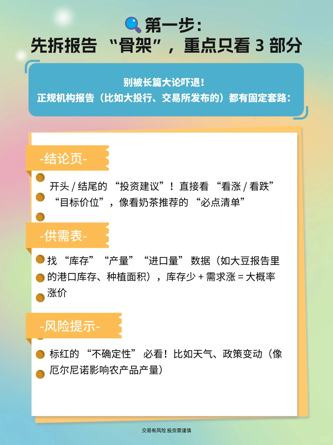期货报告小白速成！3 步看懂不懵圈✨