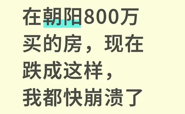 在朝阳850万买的房，现在跌成这样，崩溃完了