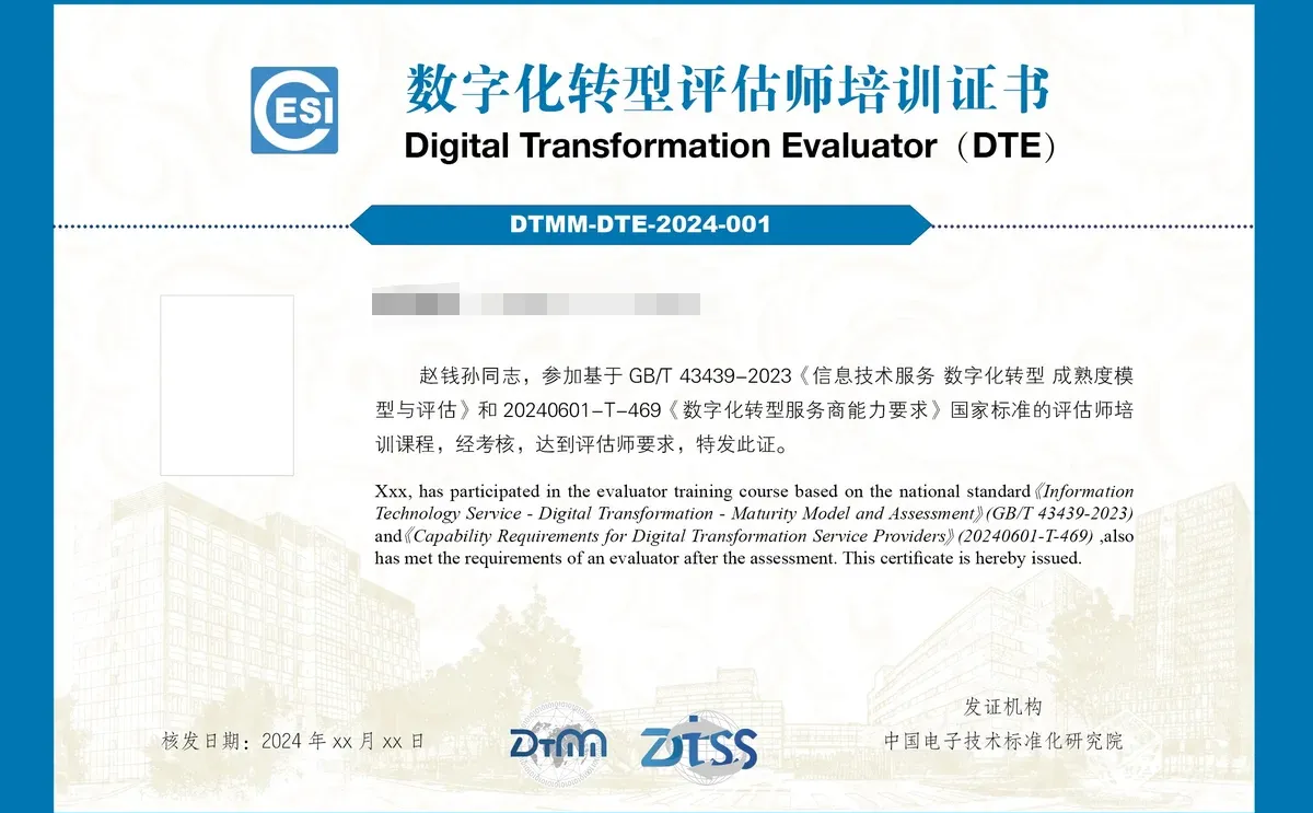 数字化转型成熟度DTMM国标评估师培训