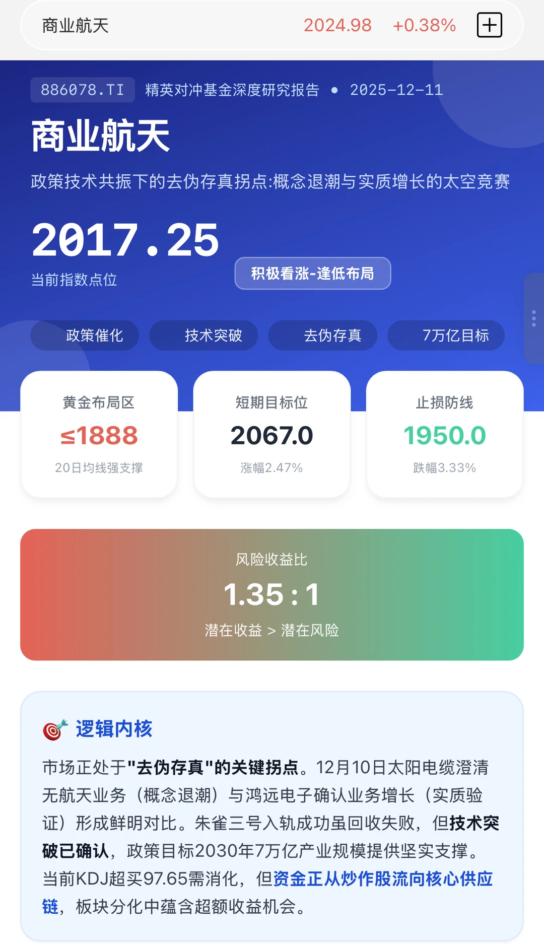 帮你们研究了商业航天,这个位置可以考虑了