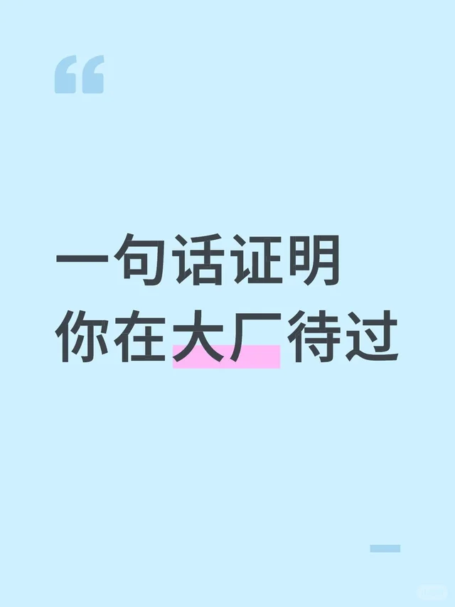 一句话证明你在大厂待过