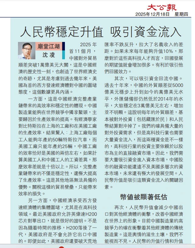 期待人民币升值