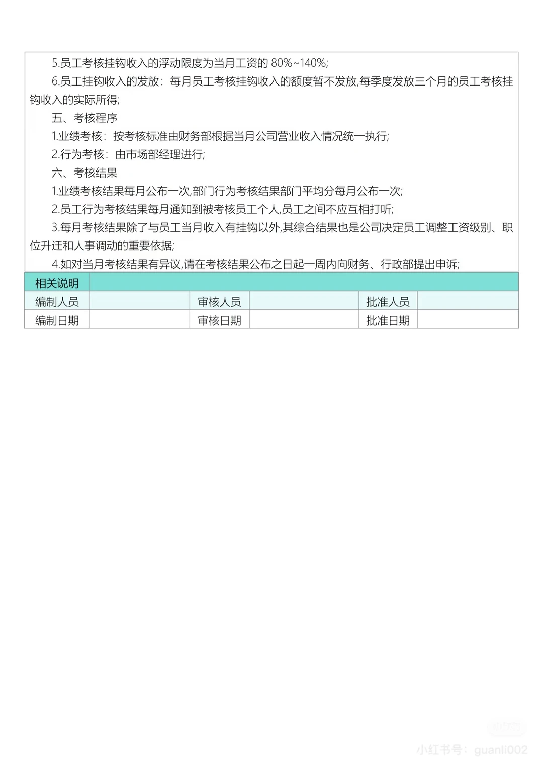 企业营销人员绩效考核