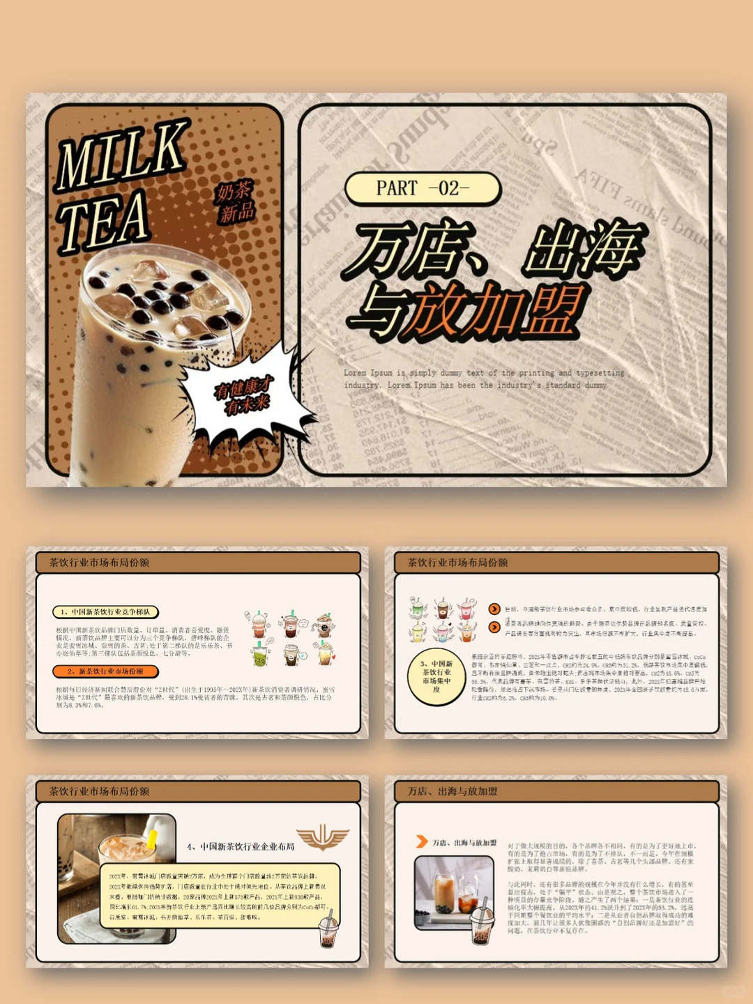 奶茶品牌宣传营销分析策划PPT模板｜行业报告
