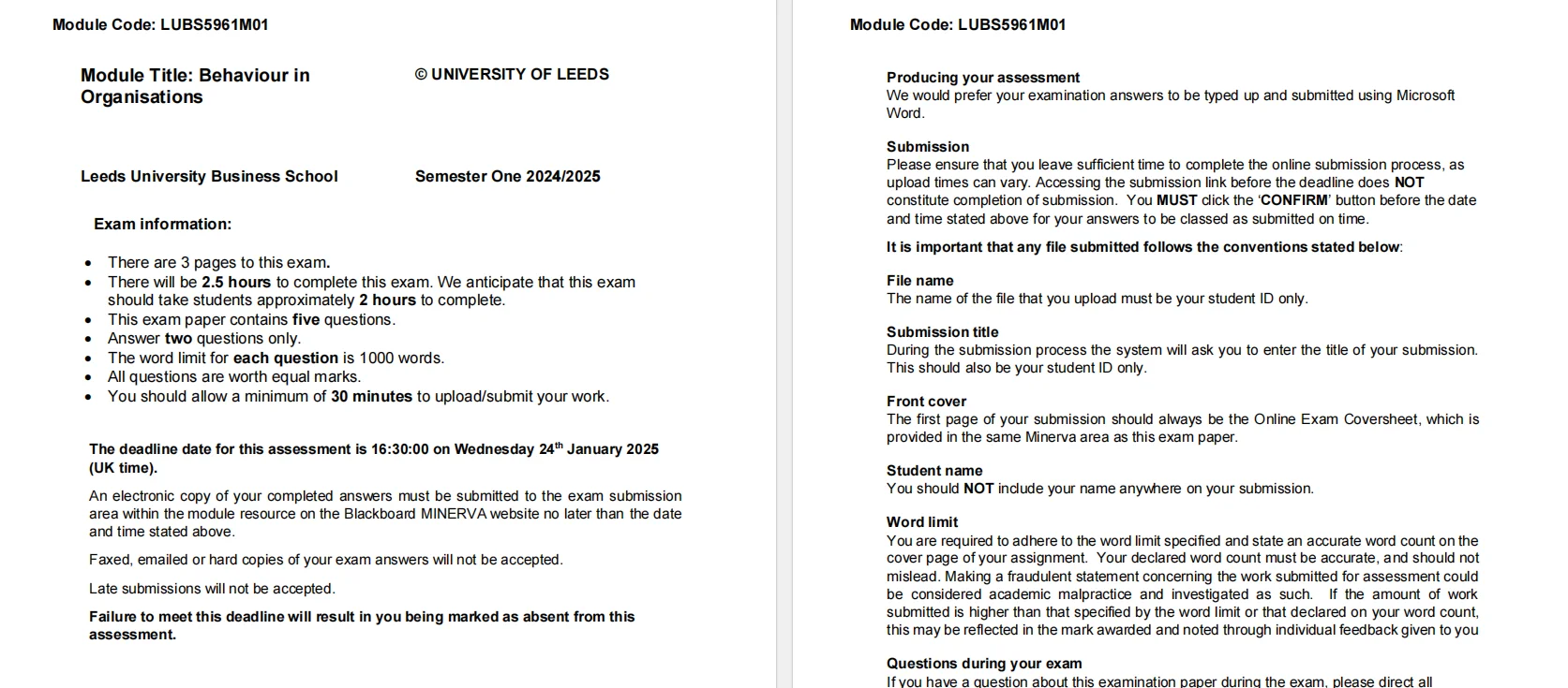 利兹大学管理专业 LUBs5961M01要怎样写?