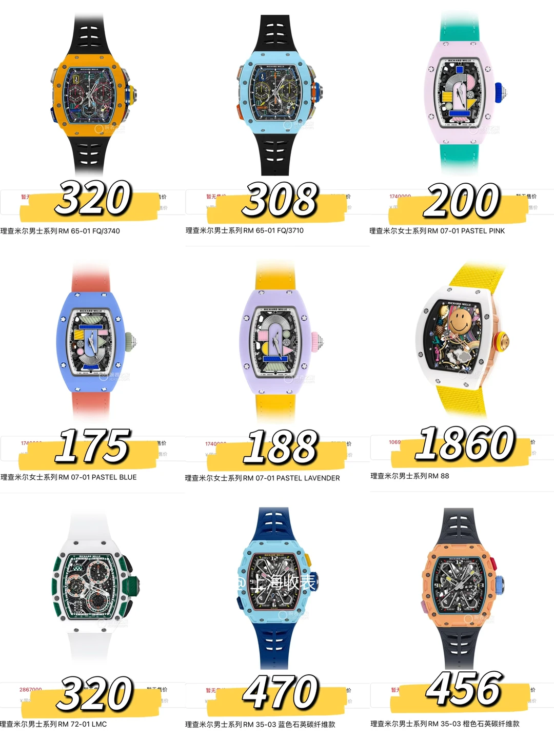 理查德米勒11月行情报价（收表）