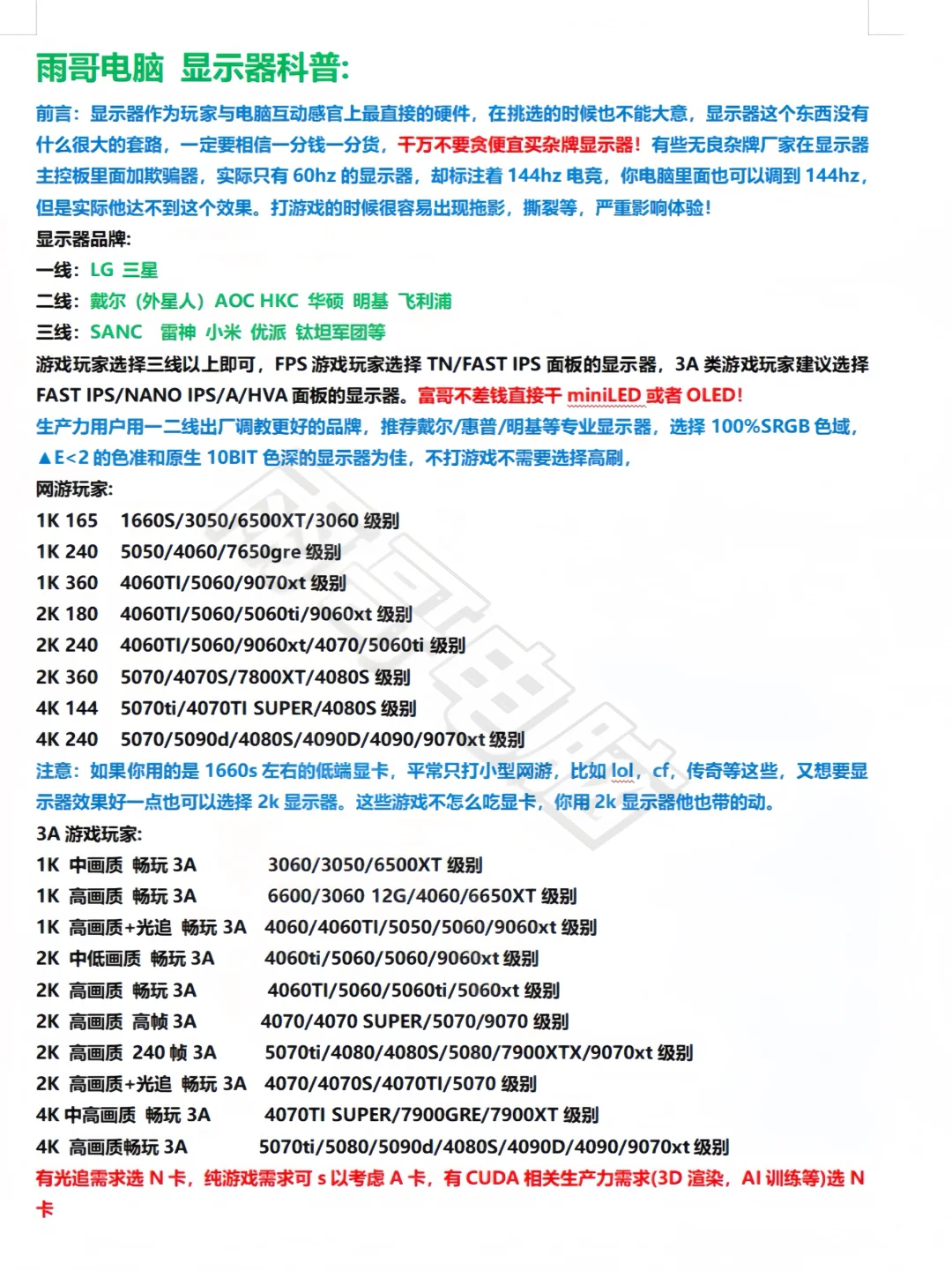 25年11月组装电脑行情及知识大全
