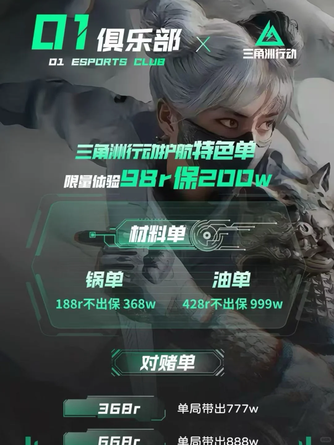 不同颜色的电竞价目单