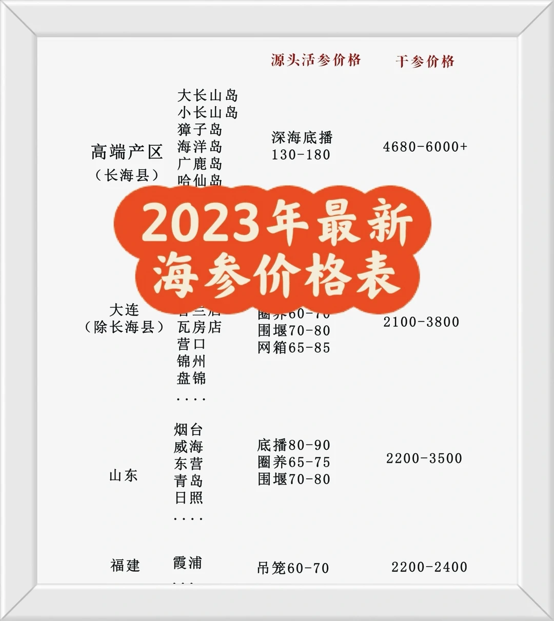 海参多少钱一斤？23年秋参价格表仅供参考