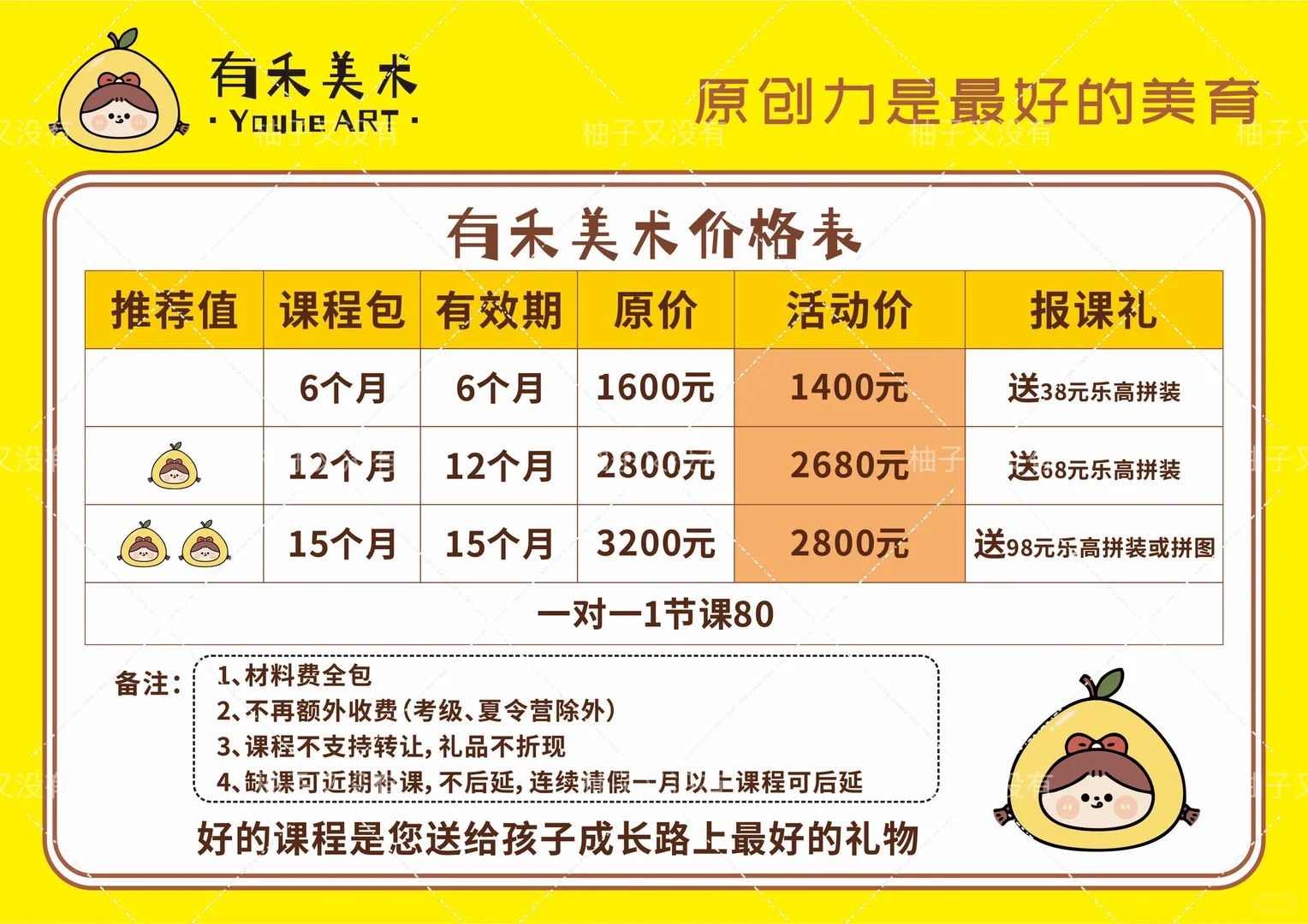 培训机构价格表来啦！