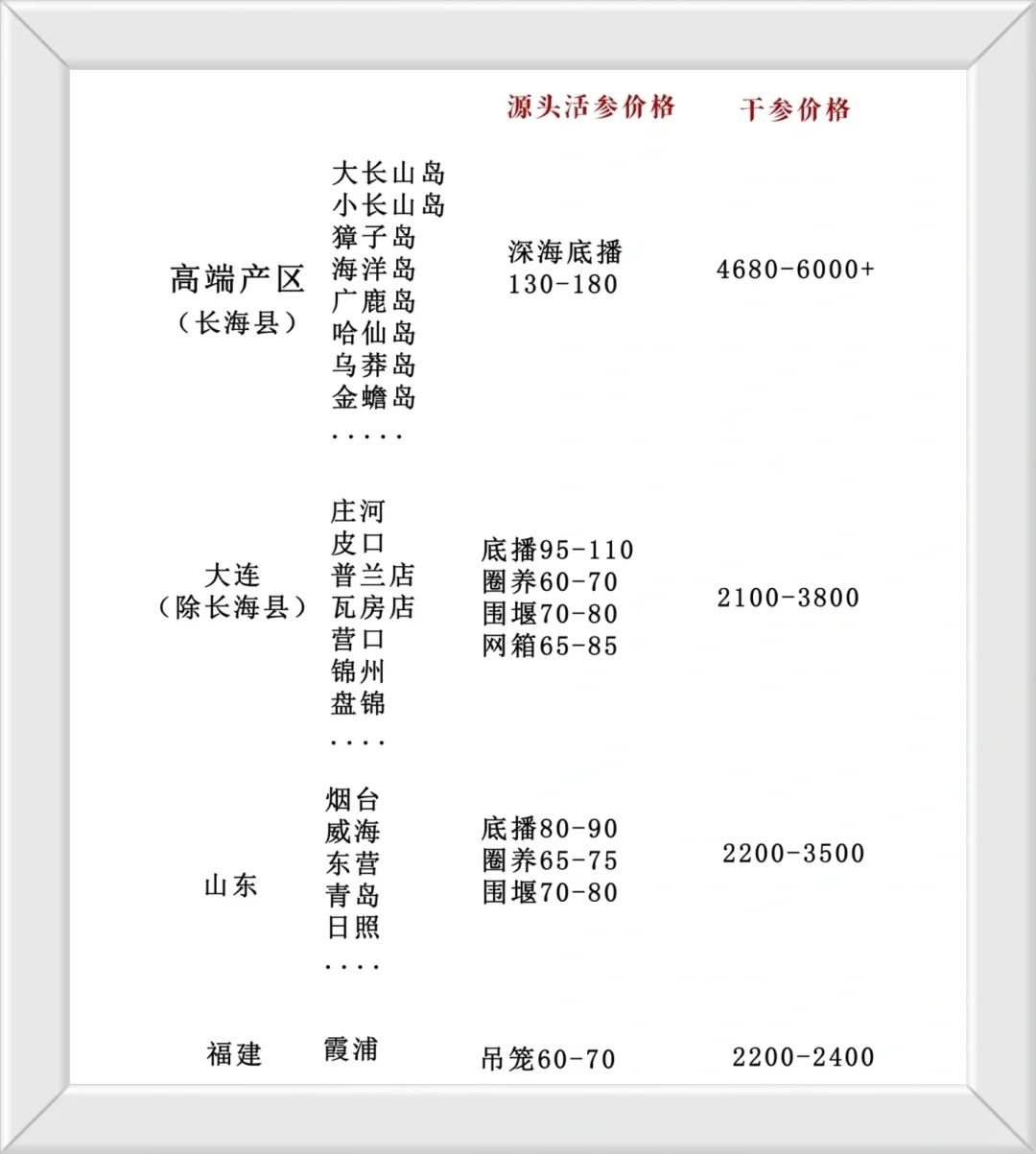 海参多少钱一斤？23年秋参价格表仅供参考