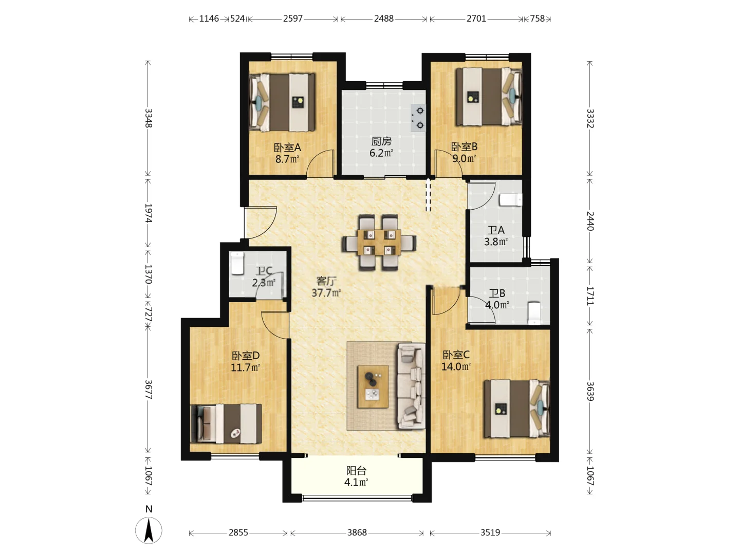 西青区四室洋房业主刚降20万，喜欢的来