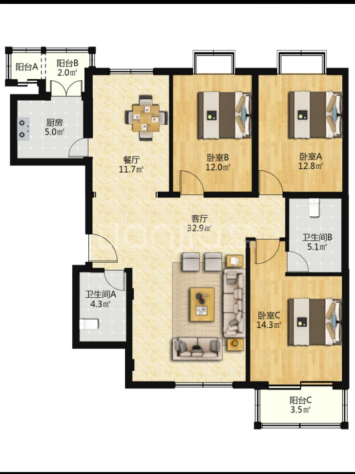 朝阳公园｜143.01㎡｜2005年｜780w｜100w精装