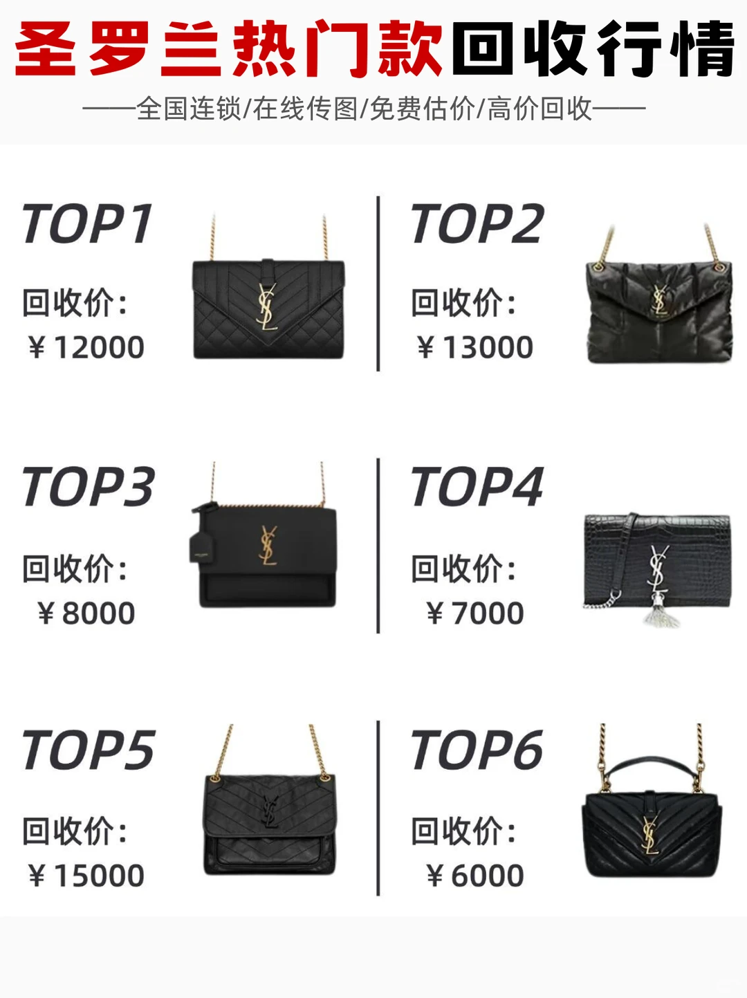 圣罗兰热门款回收价！