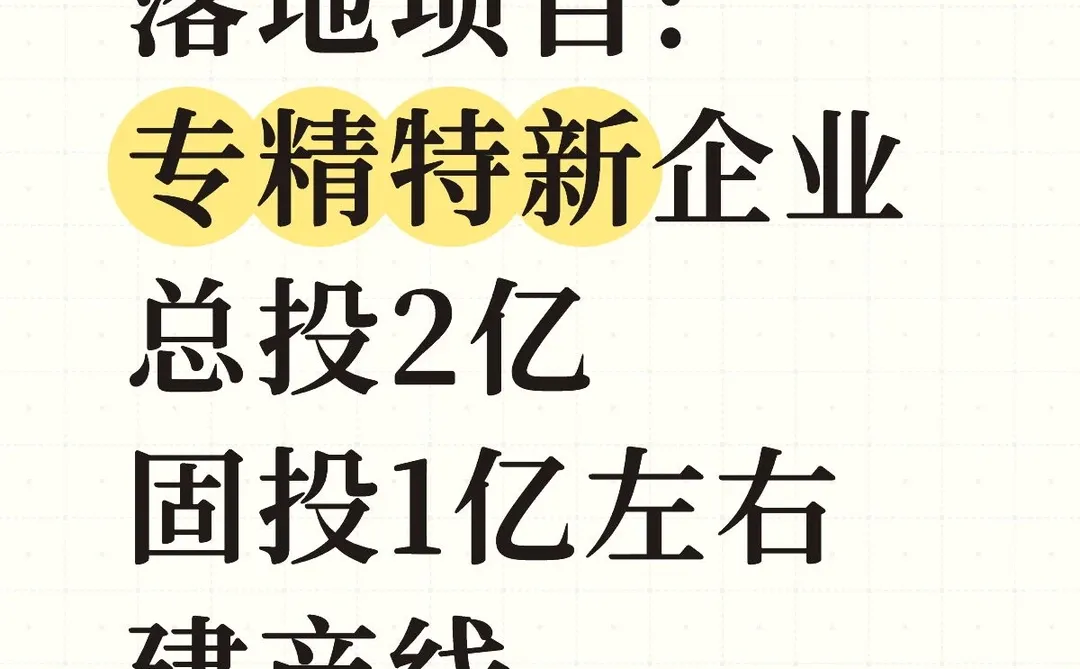 找地方落地: 总投2亿 固投1亿
