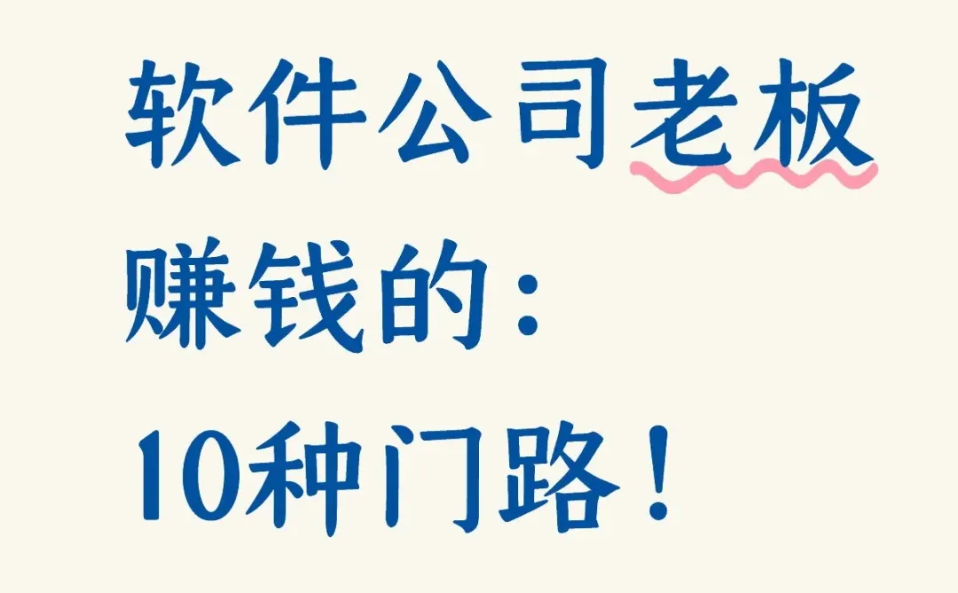 软件公司老板赚钱的：10种门路！