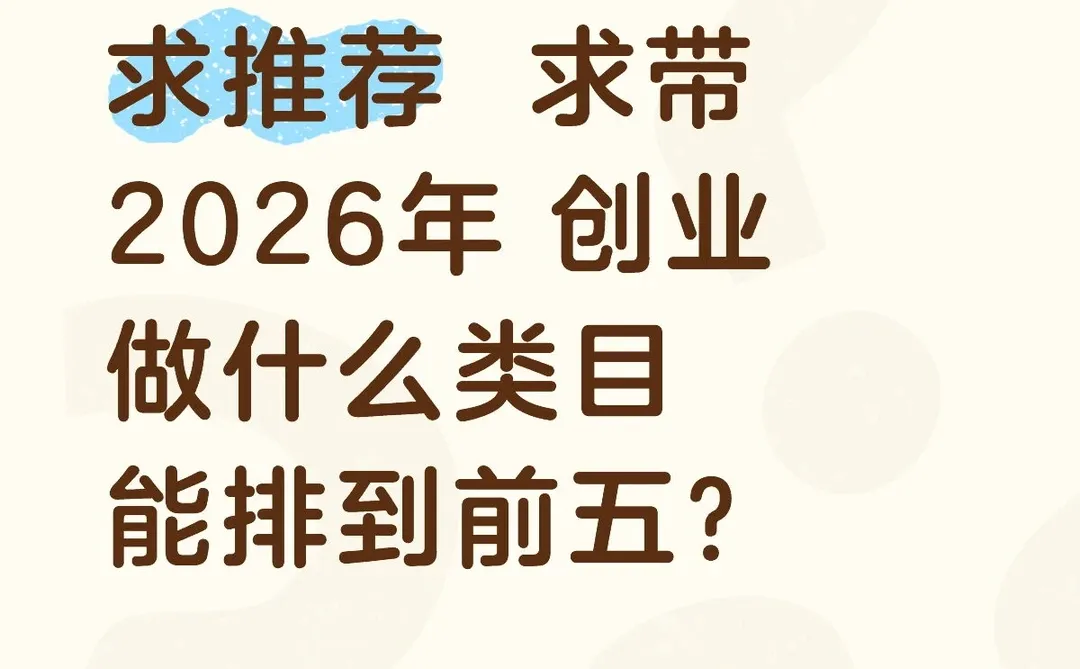 求推荐求带2026年创业做什么类目能排前五