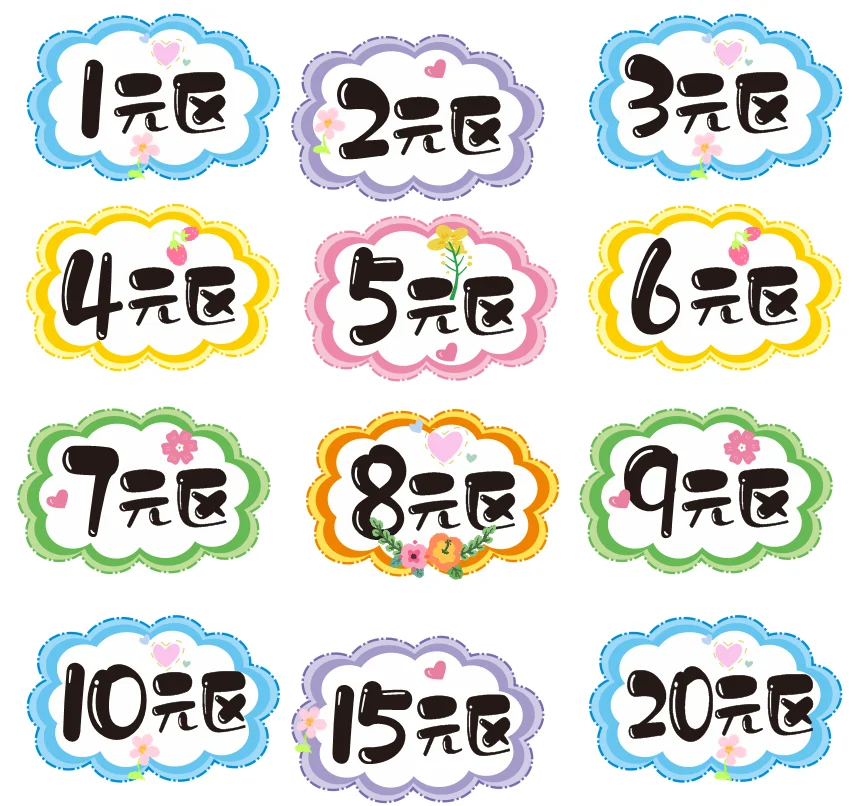 跳蚤市场价格牌，一元区，1元区