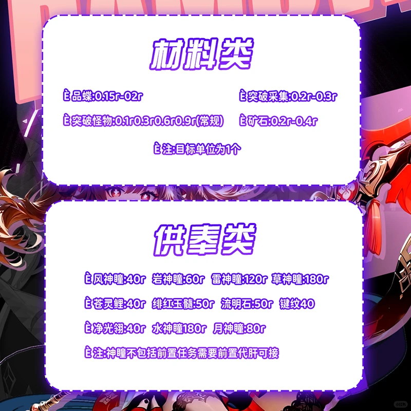 原神代练价格表