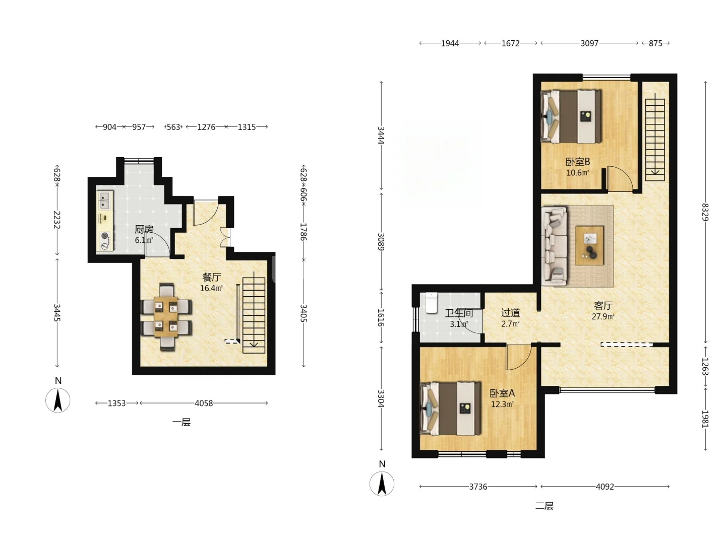 西海岸别墅｜149万买上下两层装修带北院