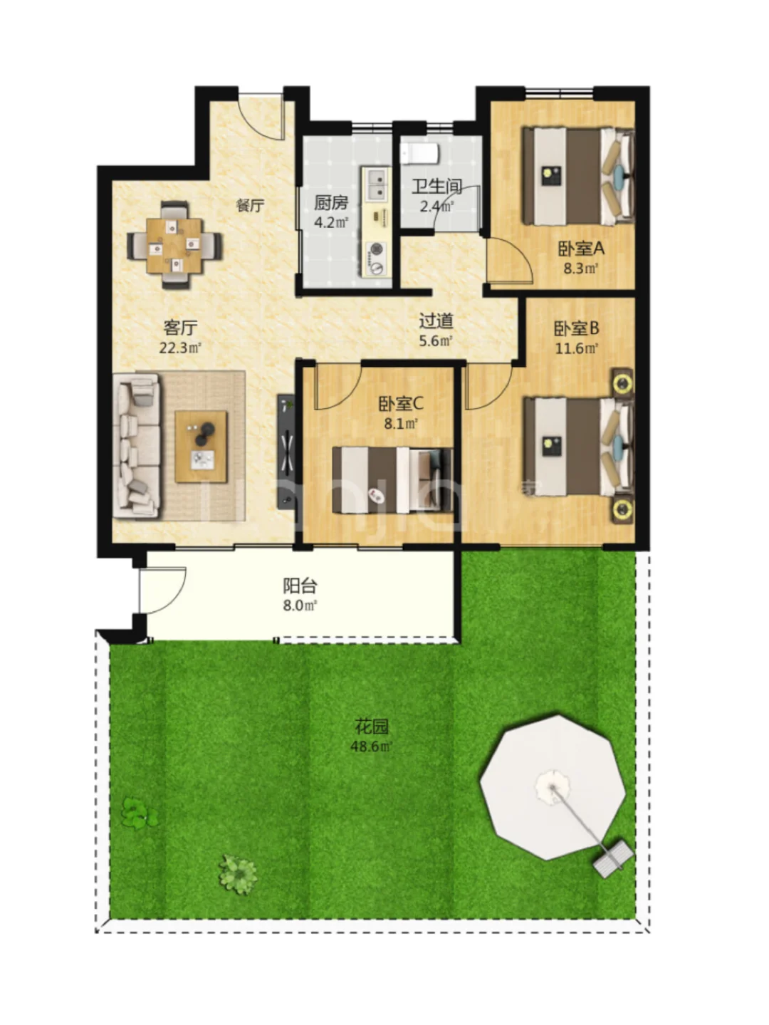 西安70万买3室送60平大花园😨额滴神