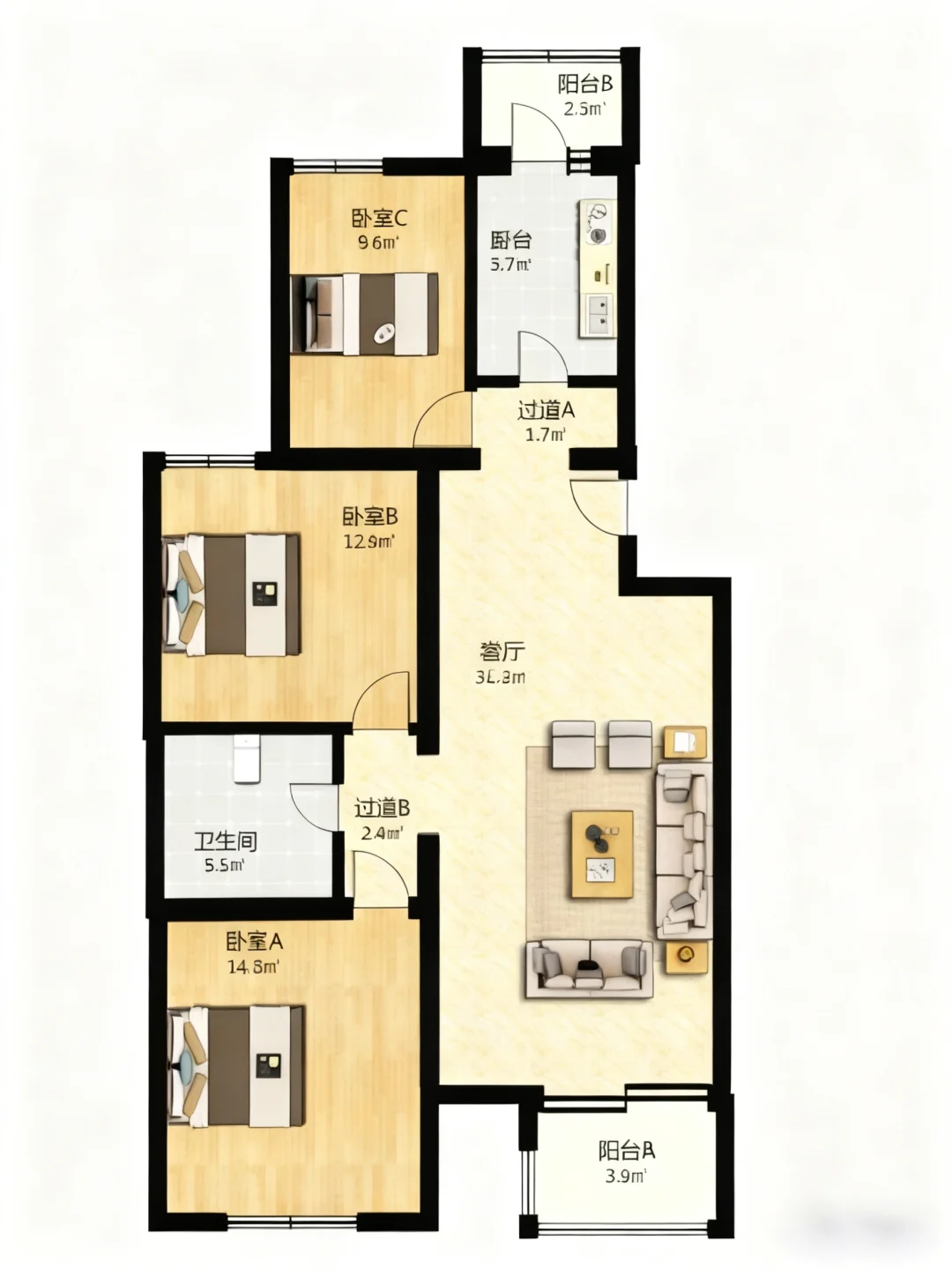 回龙观二手房推荐龙腾苑六区 三居 370万