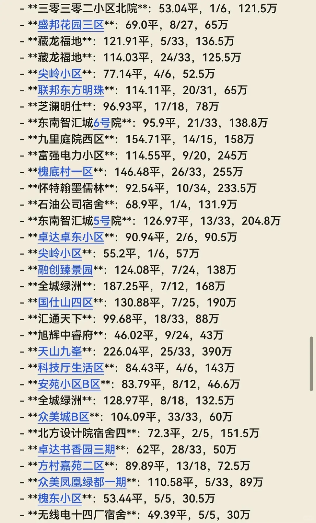 石家庄裕华区10月份二手房成交价