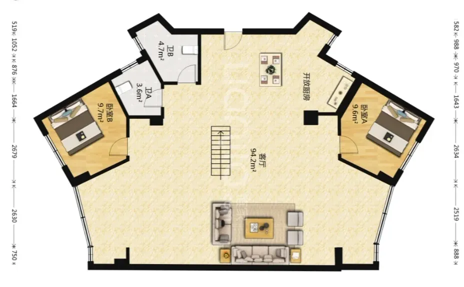 第一次用可爱来形容户型图