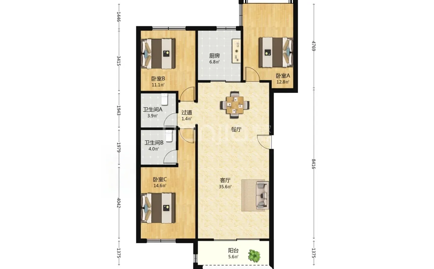 新出莲坂地铁口带小区电梯3房123平拎包入住