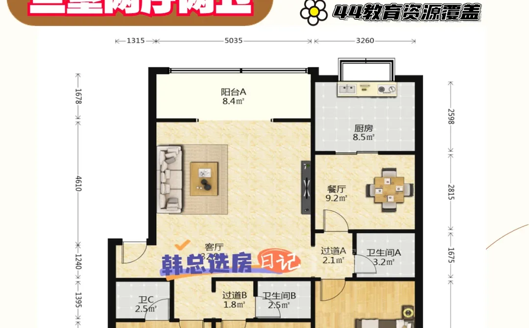 88万抢144平米3室2厅！采光绝了