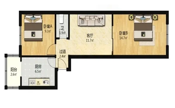 河西1片🎒湘江道2室，100出头，大胆看房