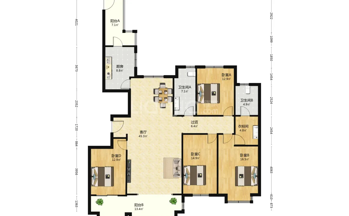 石家庄裕华区丽晶园4居197平 业主310带车位