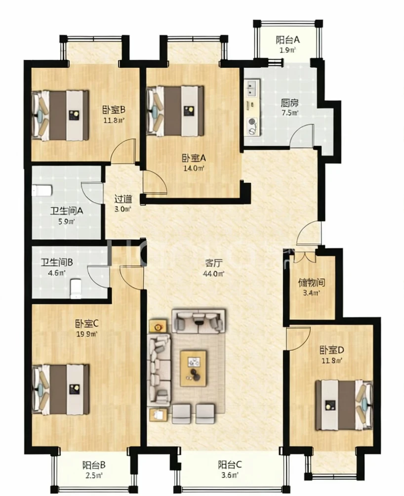 东二环｜好楼层｜大四居｜09年海关总署