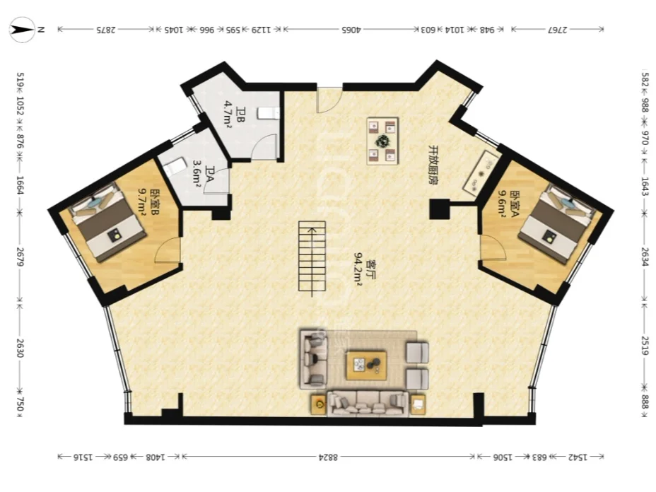 第一次用可爱来形容户型图