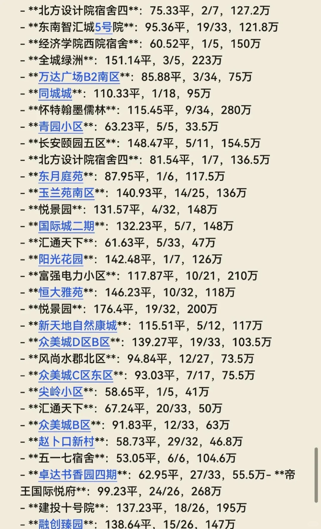 石家庄裕华区10月份二手房成交价