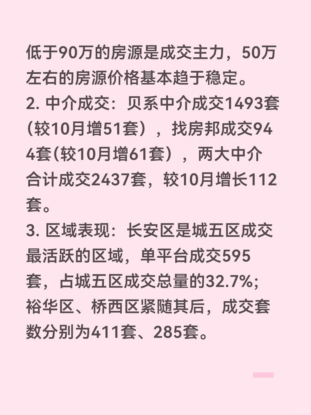 石家庄11月份二手房交易量