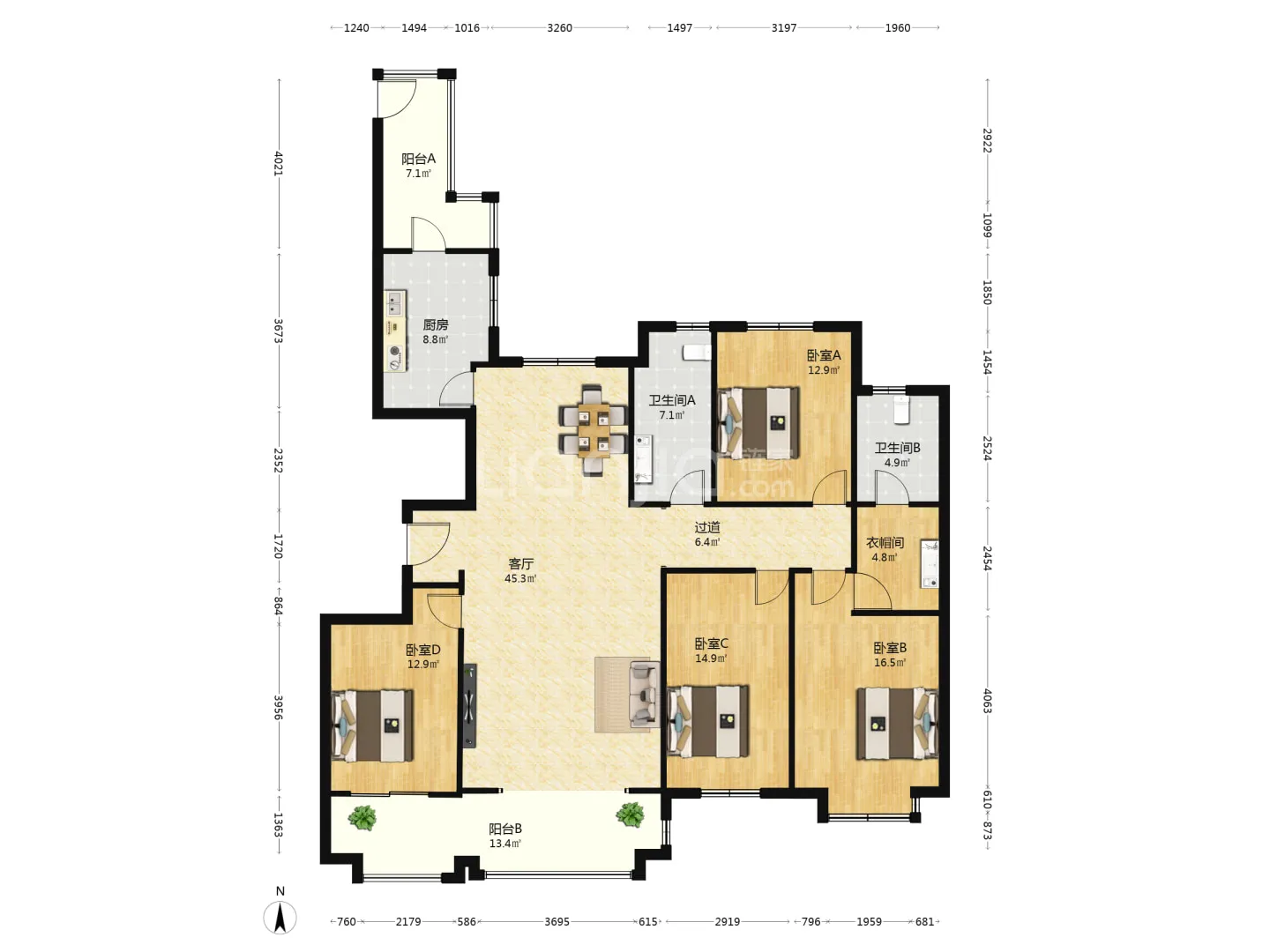 石家庄裕华区丽晶园4居197平 业主310带车位