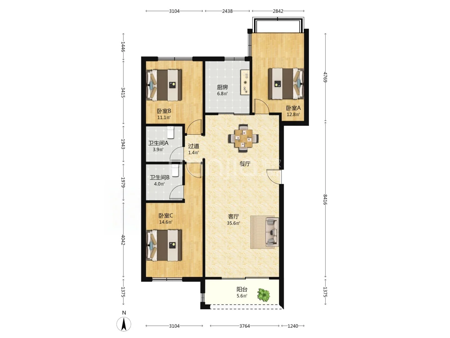 新出莲坂地铁口带小区电梯3房123平拎包入住