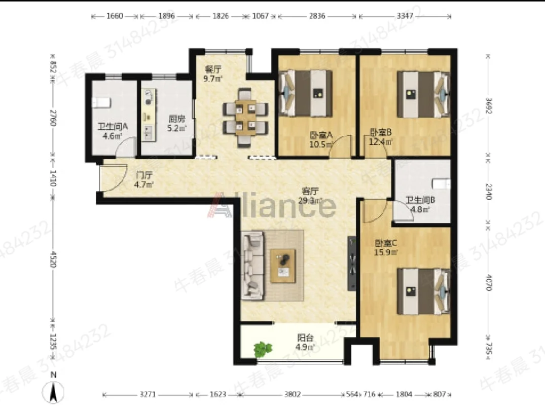 138平三居+2车位才103万！公园里的小区急售