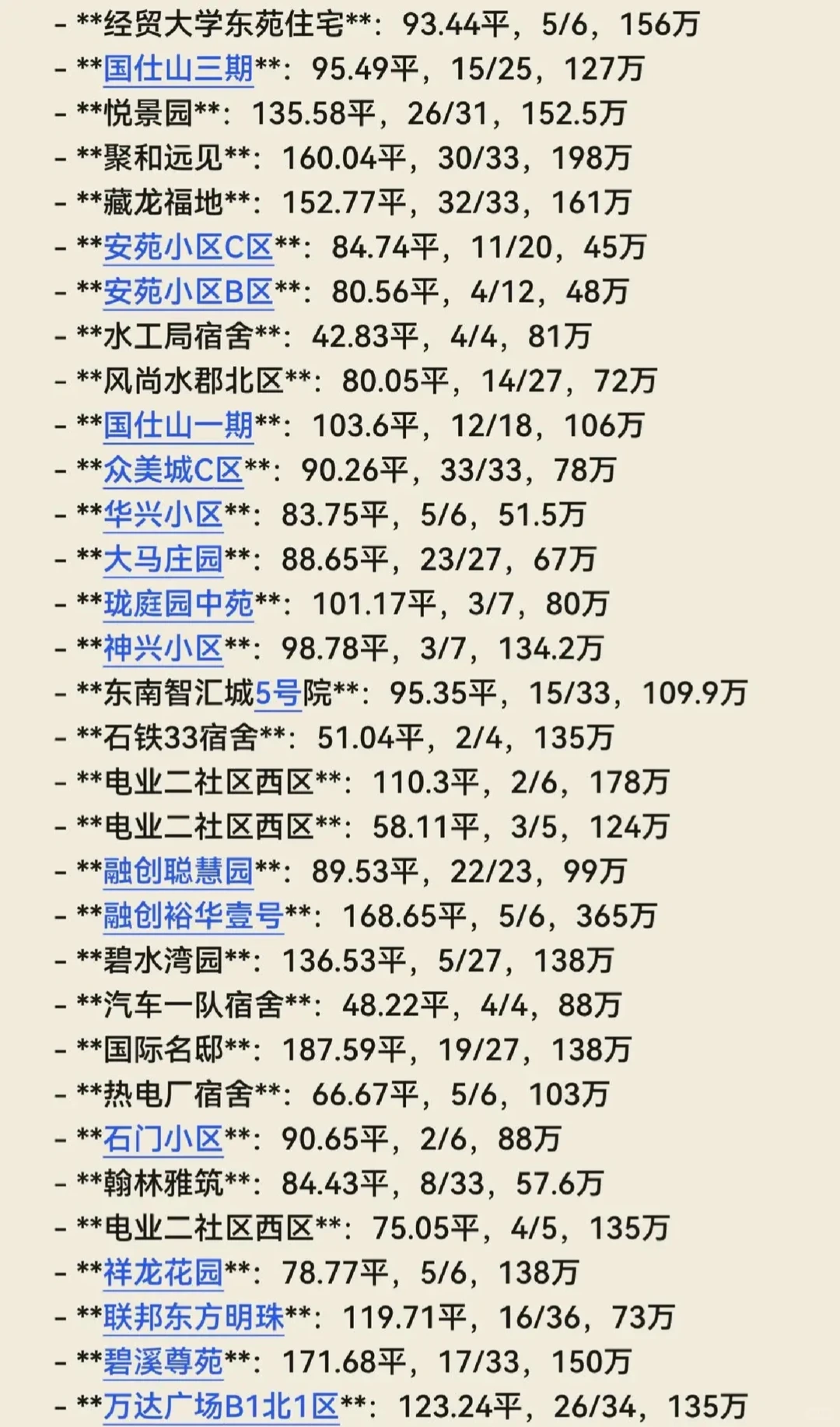石家庄裕华区10月份二手房成交价